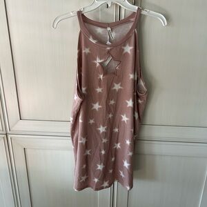 Now N Forever Star Patterned Mauve Tank Top